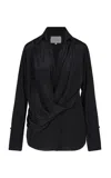 Johanna Ortiz Iconic Draped Silk Top In Black