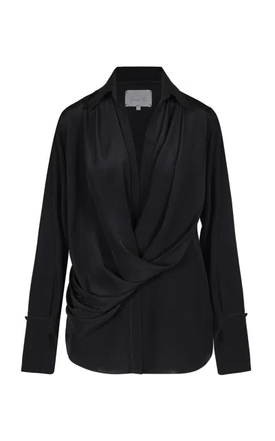 Johanna Ortiz Iconic Draped Silk Top In Black