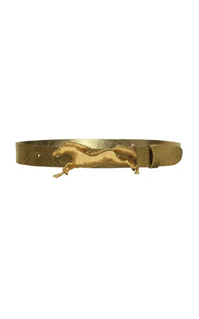 Johanna Ortiz Iconic Imagery Leather Belt In Gold