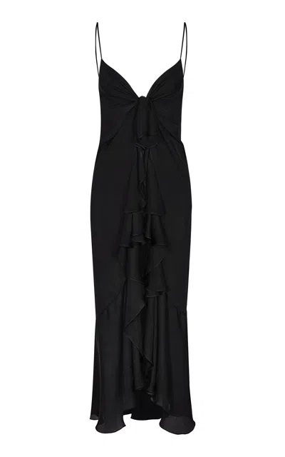 Johanna Ortiz Iluminating Ruffled Silk Top In Black
