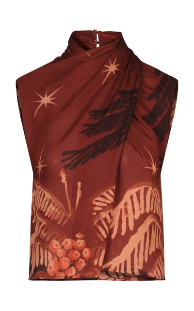 Johanna Ortiz Imaginative Silk Top In Red