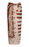Johanna Ortiz Infinity Palm Cotton Pareo In Brown