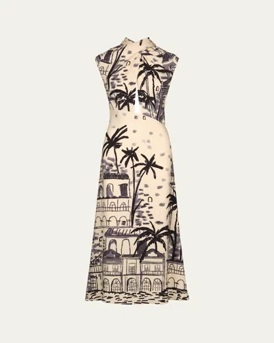 Johanna Ortiz Interdimensional Silk Crisscross Cap-sleeve Maxi Dress In Neutral