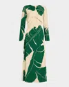 Johanna Ortiz Into The Wild Knotted Maxi Dress In Palm Shadows - Ecru-green