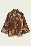 Johanna Ortiz Intricate Islands Gathered Printed Silk Crepe De Chine Blouse In Brown