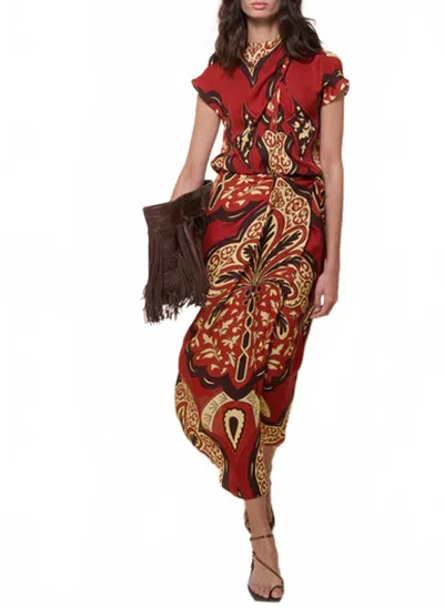Johanna Ortiz Palma Sevillana Wrap Skirt In Red/wine In Multi