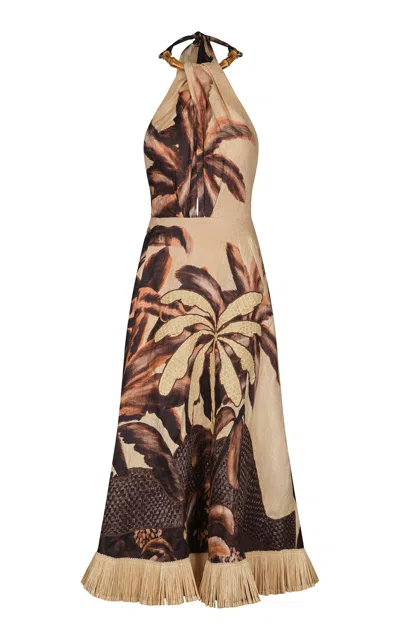 Johanna Ortiz Islands Of Memory Printed Linen-blend Maxi Dress In Neutral