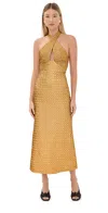 Johanna Ortiz Jacquard Elegant Expedition Midi Dress Gold In Gold