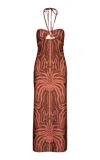 Johanna Ortiz Jungle Palms Jersey Midi Dress In Brown