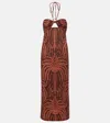 Johanna Ortiz Jungle Palms Halter Neck Midi Dress In Brown