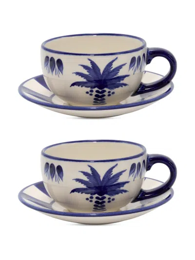 Johanna Ortiz Katios Coffee 4-piece Cup & Saucer Set In Blue