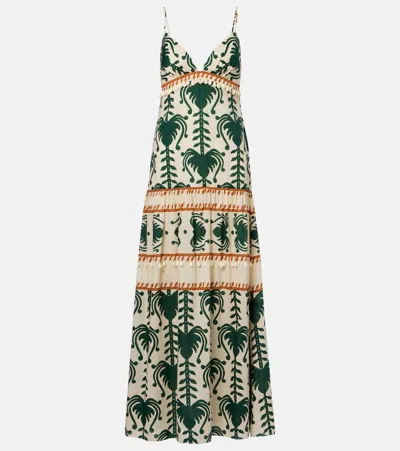 Johanna Ortiz Keeper Cotton Poplin Maxi Dress In Green