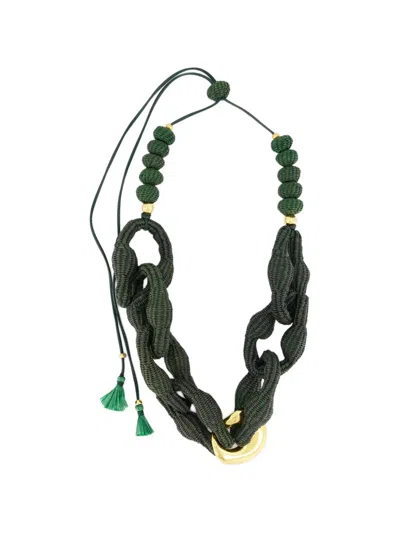 Johanna Ortiz Knotted Beaded Necklace In Green
