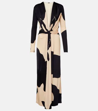 Johanna Ortiz Knotted Printed Maxi Dress In Multi