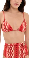 Johanna Ortiz Konibo Embellished Printed Triangle Bikini Top In Multi