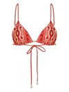 Johanna Ortiz Konibo Embellished Printed Triangle Bikini Top In Orange