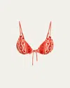 Johanna Ortiz Konibo Embellished Printed Triangle Bikini Top In Multi