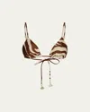 Johanna Ortiz Konibo Zebra Triangle Bikini Top In Brown