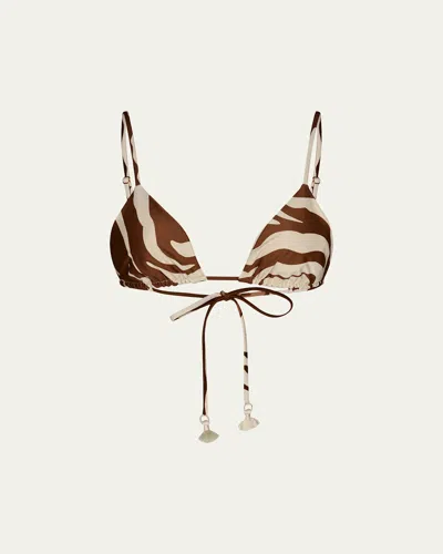 Johanna Ortiz Konibo Zebra Triangle Bikini Top In Brown