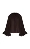 JOHANNA ORTIZ LA BOHEMIA GATHERED SILK BLOUSON TOP