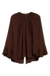 Johanna Ortiz La Bohemia Silk Georgette Top In Dark Chocolate