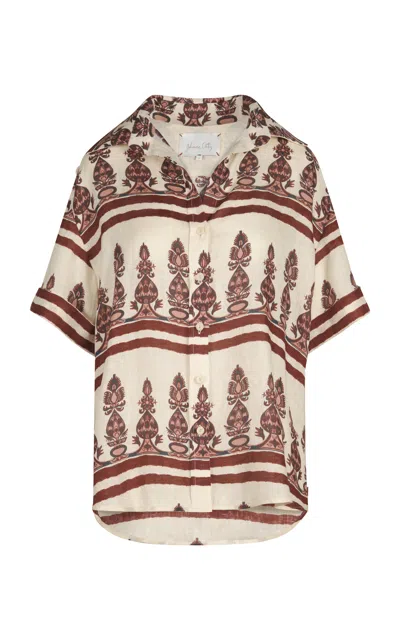 Johanna Ortiz La Creciente Printed Linen Shirt In White