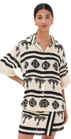 Johanna Ortiz La Creciente Horse-print Striped Shirt In Multi