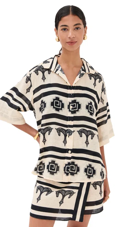 Johanna Ortiz La Creciente Shirt Ecru/black In Multi