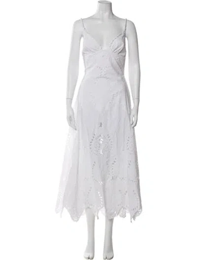Pre-owned Johanna Ortiz Lace Pattern Midi Length Dress In White