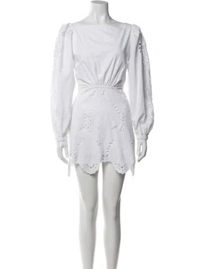 Pre-owned Johanna Ortiz Lace Pattern Mini Dress In White