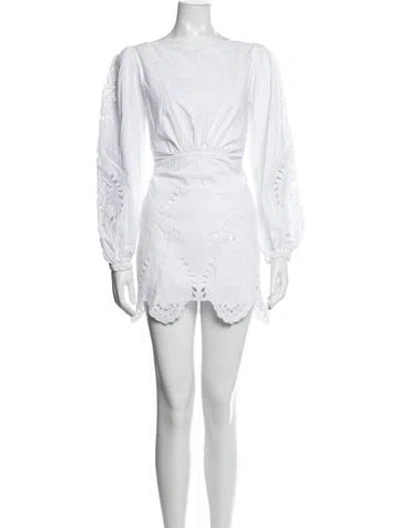 Pre-owned Johanna Ortiz Lace Pattern Mini Dress In White