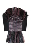 Johanna Ortiz Lagrimas Negras Fringed Linen Crop Top In Black