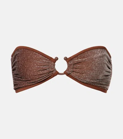 Johanna Ortiz Lamé Bikini Top In Brown
