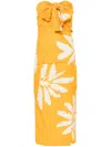 Johanna Ortiz Language Palm Print Halter Midi Dress In 黄色
