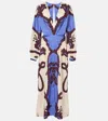 Johanna Ortiz Latitud Marina Long Sleeve Cotton Poplin Midi Dress In Purple