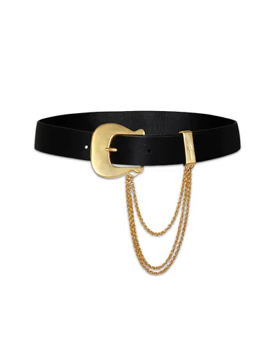 Johanna Ortiz Leather Chain Trim Belt In Black