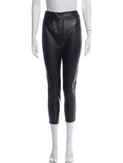Pre-owned Johanna Ortiz Leather Skinny Leg Pants In Black
