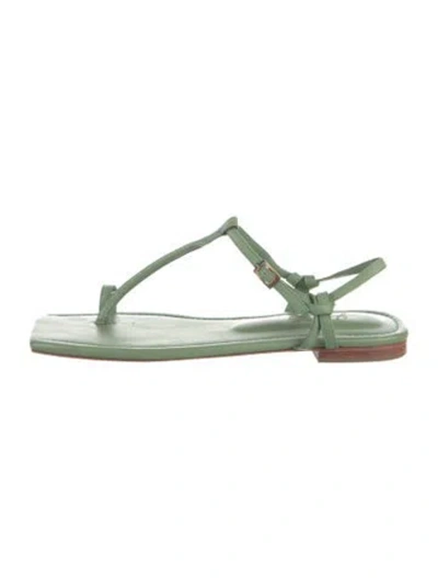 Pre-owned Johanna Ortiz Leather T-strap Sandals In Green