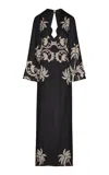 Johanna Ortiz Legenda Del Tiempo Silk Maxi Dress In Black,white