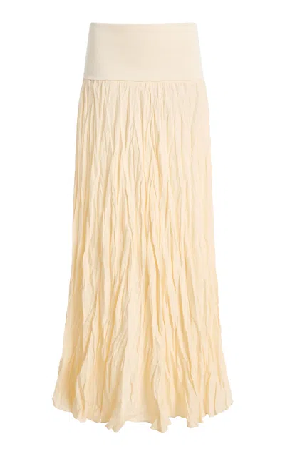 Johanna Ortiz Light And Sound Linen-blend Jersey Maxi Skirt In Yellow