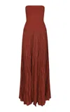 Johanna Ortiz Light And Sound Strapless Long Dress In Brown