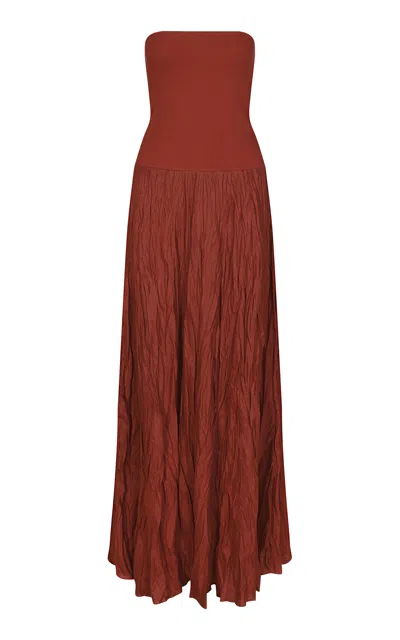 Johanna Ortiz Light And Sound Crinkled Linen-cotton Maxi Skirt In Brown