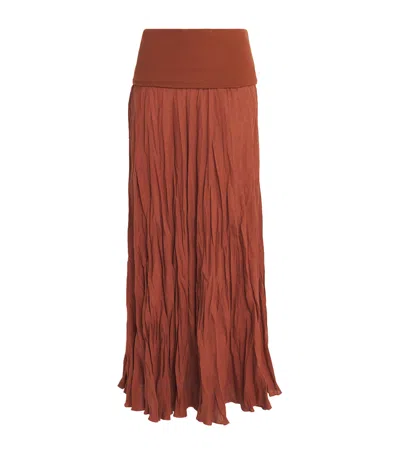 Johanna Ortiz Light And Sound Hybrid Maxi Skirt In Brown