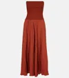 Johanna Ortiz Light And Sound Linen-blend Maxi Dress In Red