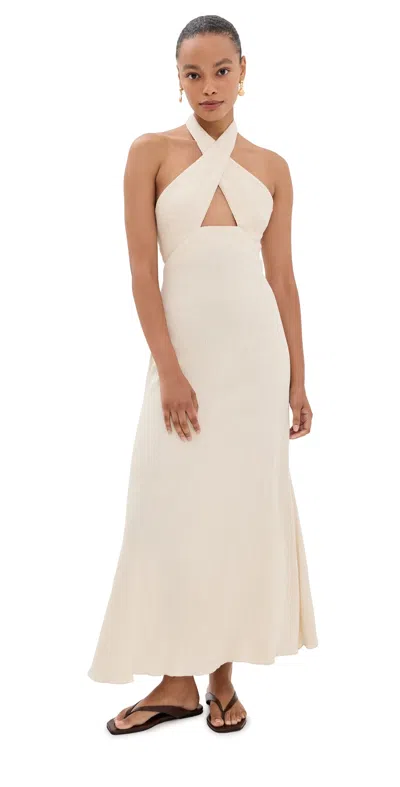 Johanna Ortiz Light Heart Gauze Halterneck Maxi Dress In Neutral