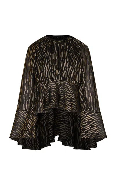 Johanna Ortiz Light Whisper Sequined Silk Cape In Black
