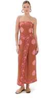 Johanna Ortiz Linen Ancient Strapless Midi Dress