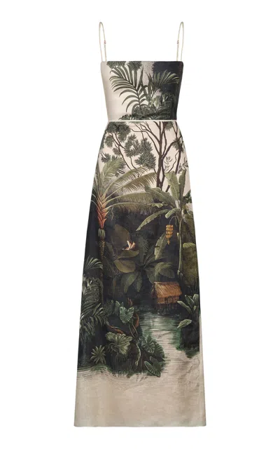 Johanna Ortiz Linen Andean Mythology Maxi Dress In Multi