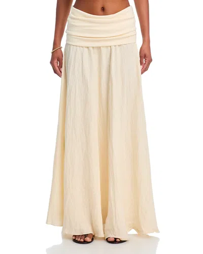 Johanna Ortiz Light And Sound Pleated Organic Linen Maxi Skirt In Ecru