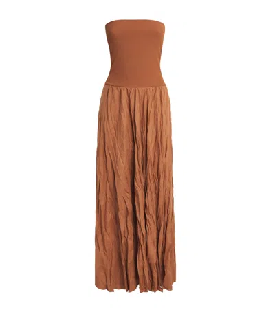 Johanna Ortiz Linen-blend Empowerment Maxi Skirt In Brown
